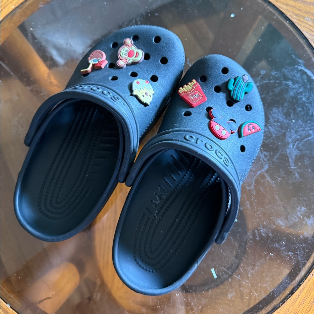 Crocs Kids Black Clogs with Fun Charms